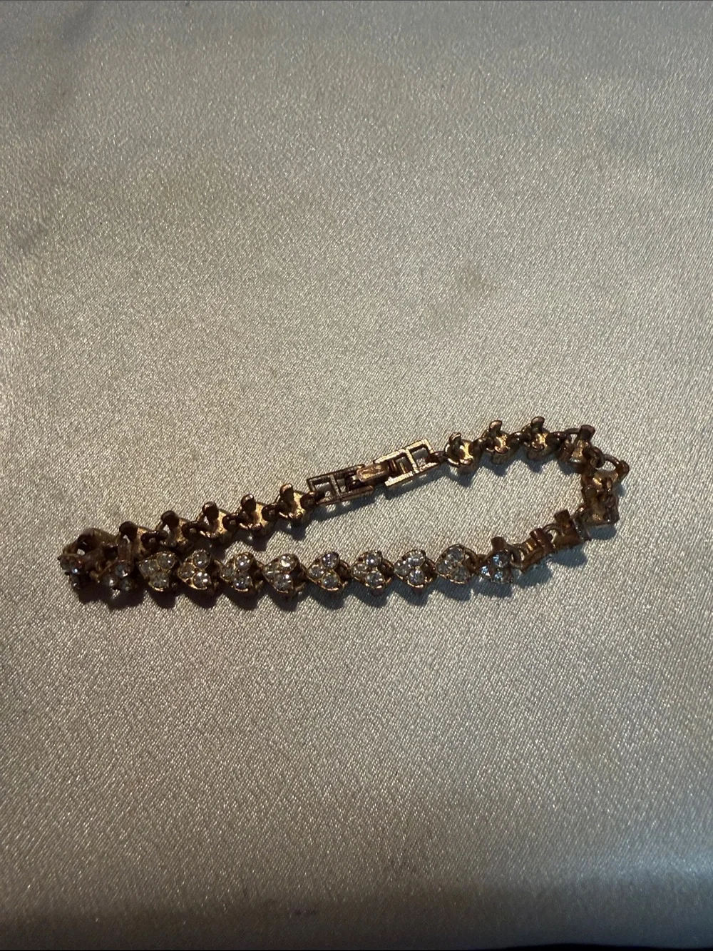 Source Unknown Rose Gold Tone Bracelet with Clear Crystals